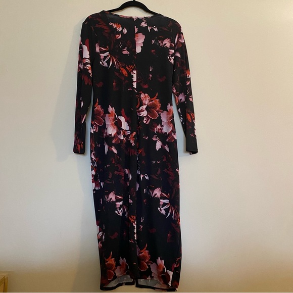 Venus Floral Midi Faux Wrap Dress L - Picture 2 of 5